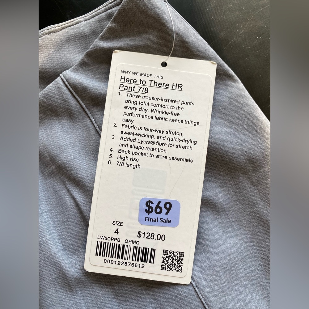 lululemon athletica Gray Here to There HR Pant 7/8